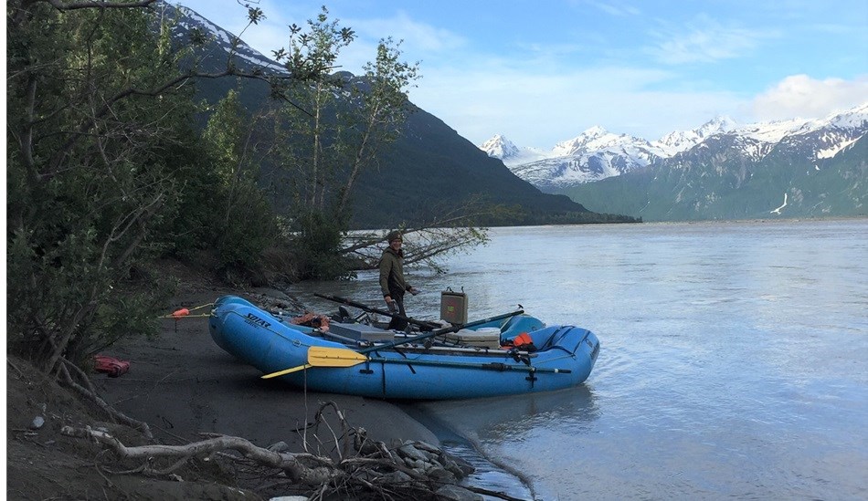 Raft with Ranger on Dewey Creek on the Copper River