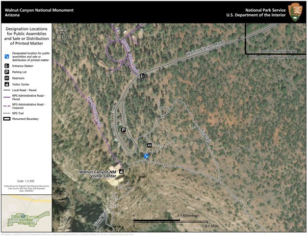 Walnut canyon Map with public assembly areas marked