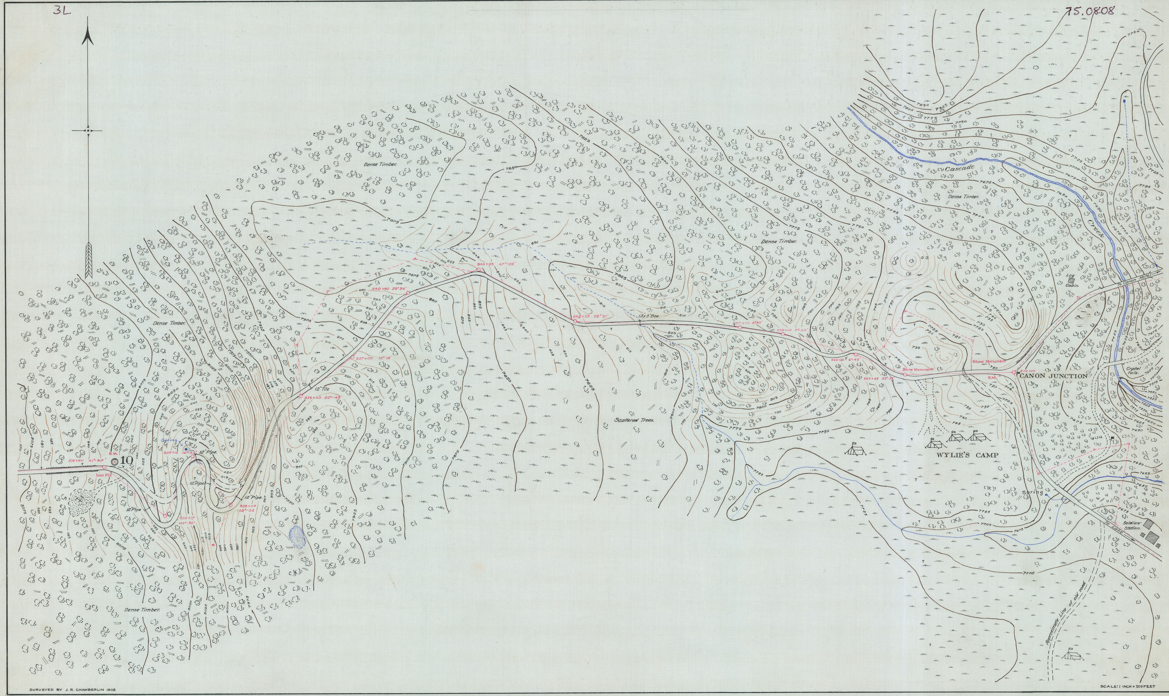 Cropped scan of Yellowstone National Park Road Surveys map