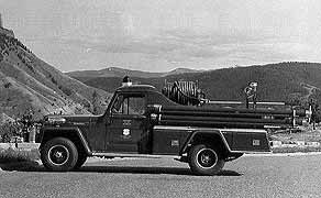 YELL 131735-2 One of the Yellowstone Willys/Howe fire trucks similar to the vehicle in the museum collection showing how it might have appeared prior to modification.