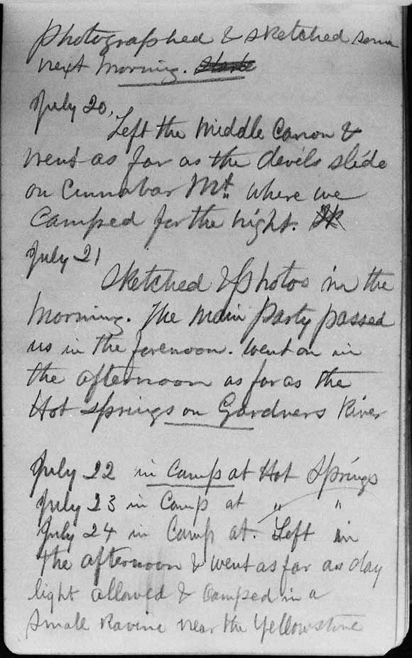 A large image of Thomas Moran's Diary page 7.