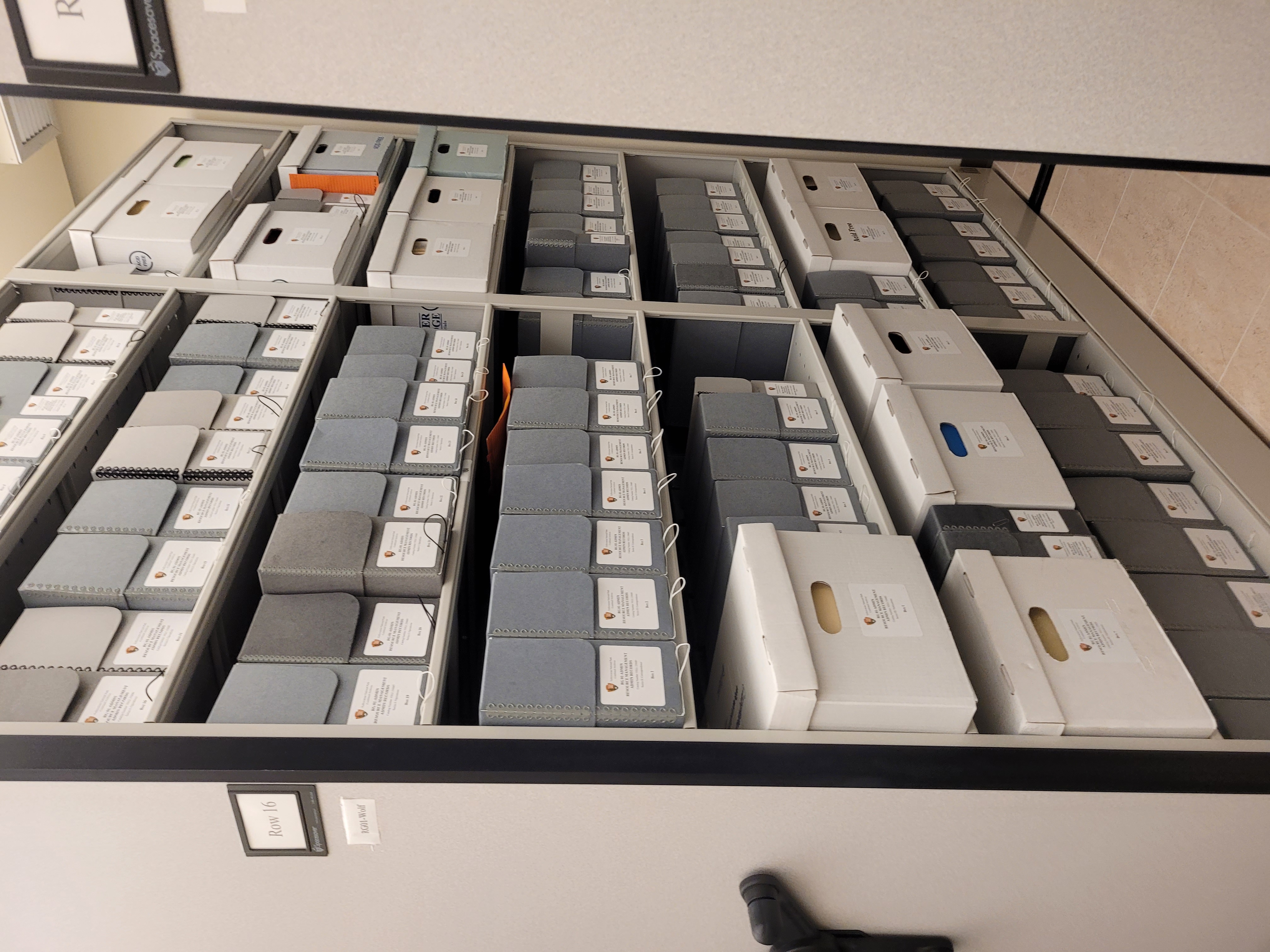 Rows of boxes of archives