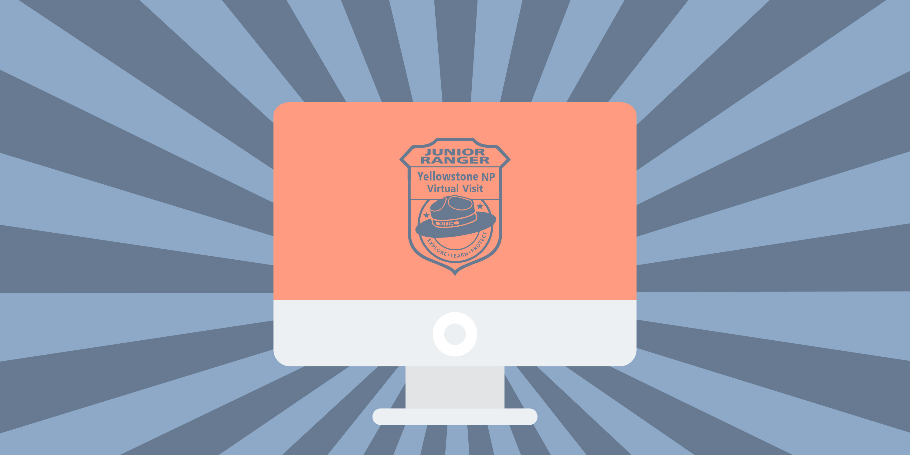 A graphic of a junior ranger badge on a computer screen.