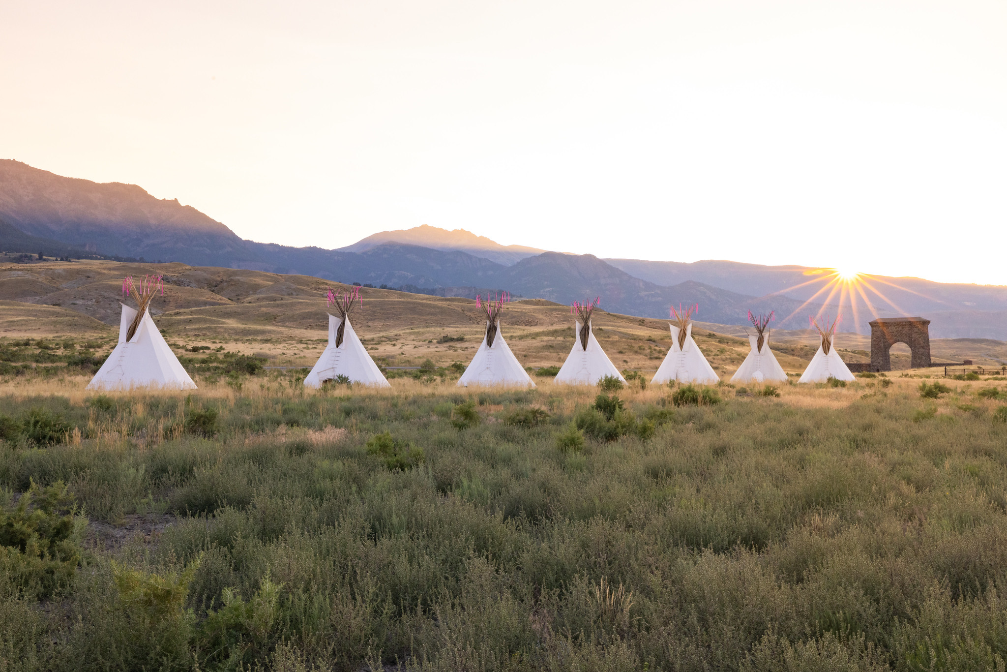 Yellowstone Revealed: North Entrance teepees at sunset