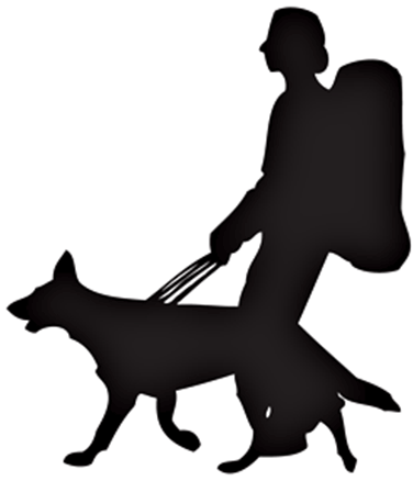 Backpacker with service dog.
