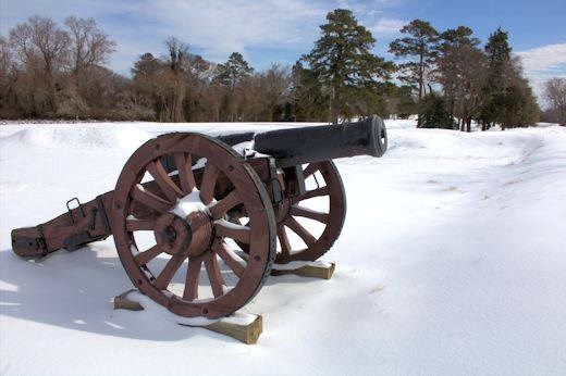 Orginal 12 Pounder Iron Cannon in snow