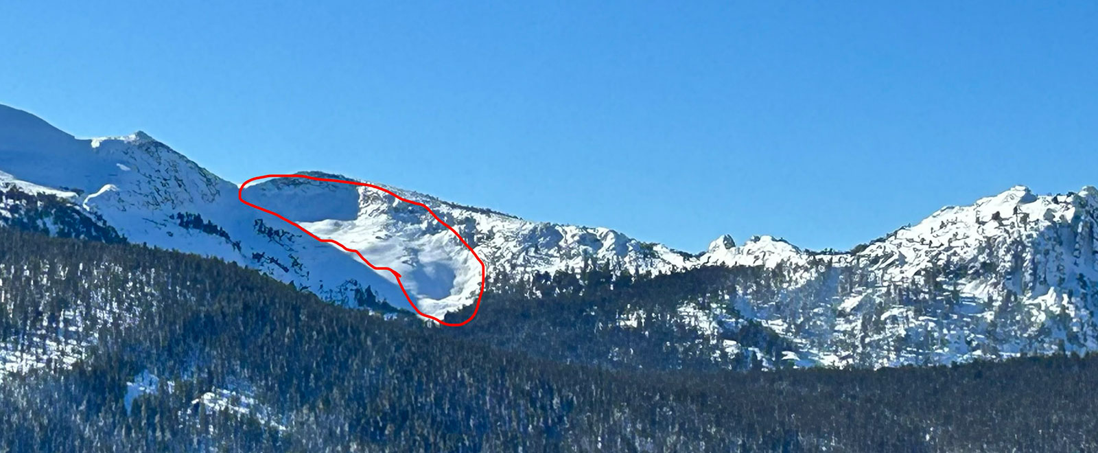 Avalanche on upper Unicorn Creek drainage observed on December 27, 2025.