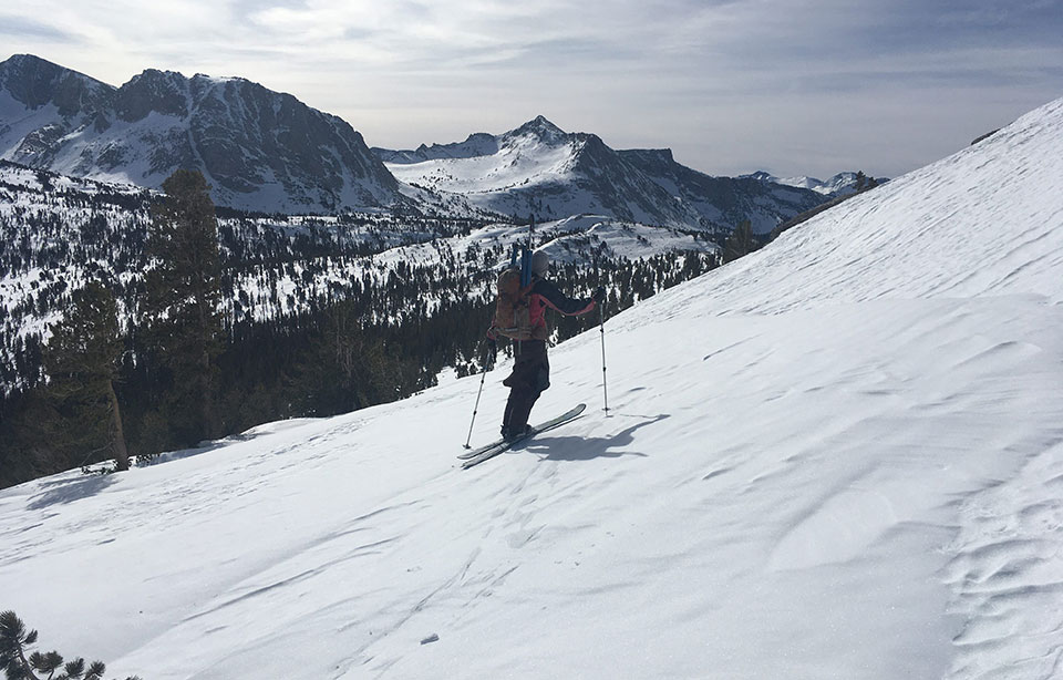 Skier enroute to Fletcher Lake snow survey on January 28, 2022