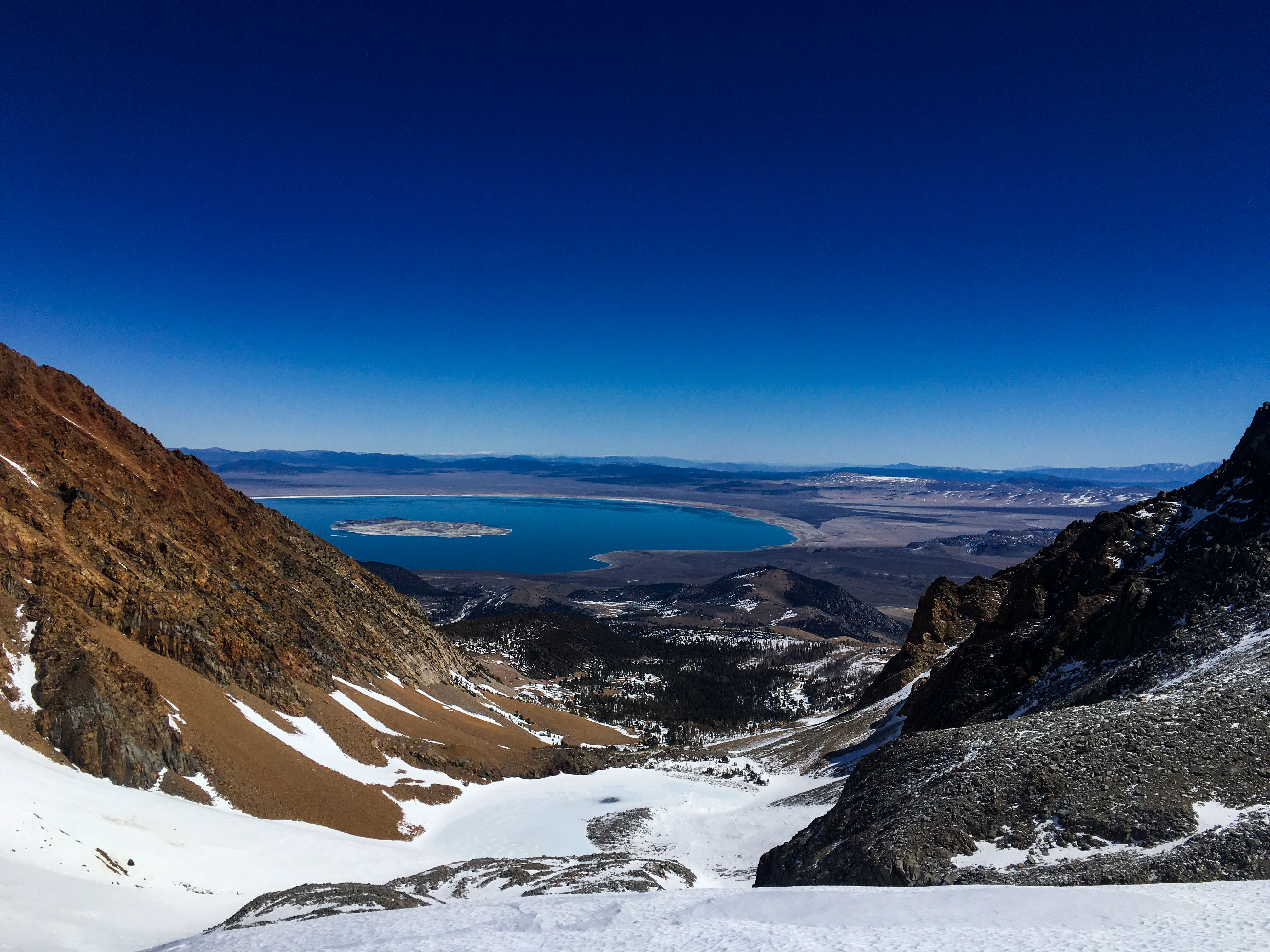 Partial view of Mono Lake from a pass in Yosemite