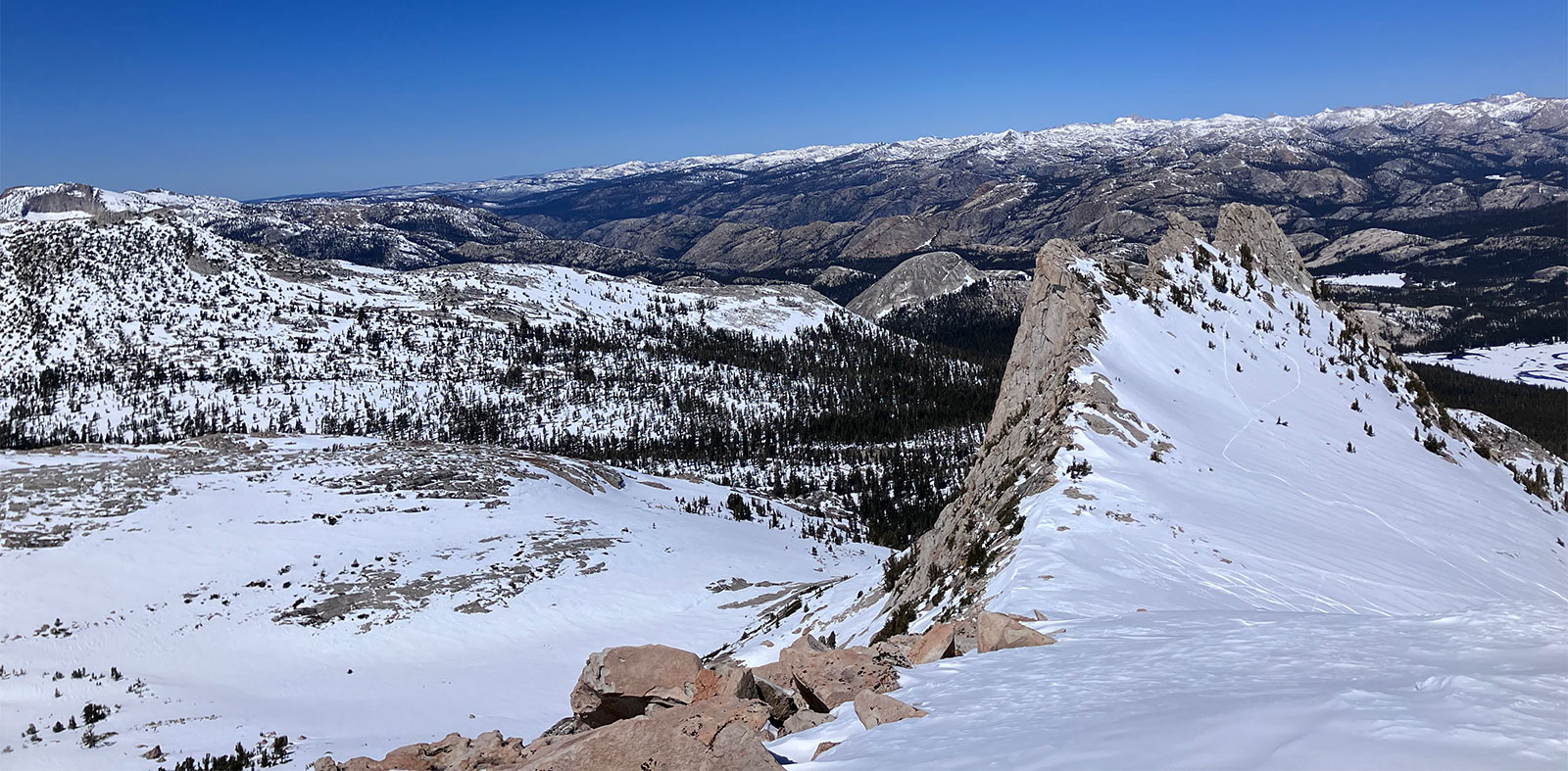Looking north from Altusky at dry south facing slopes on April 6, 2026.
