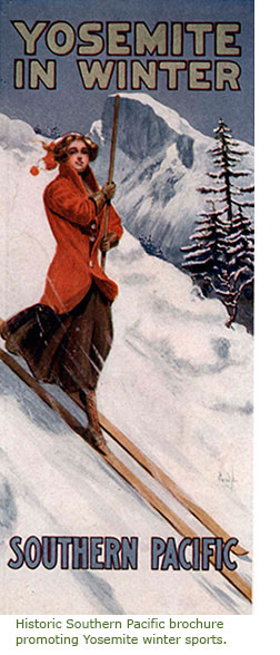 Historic Southern Pacific brochure promoting Yosemite winter sports
