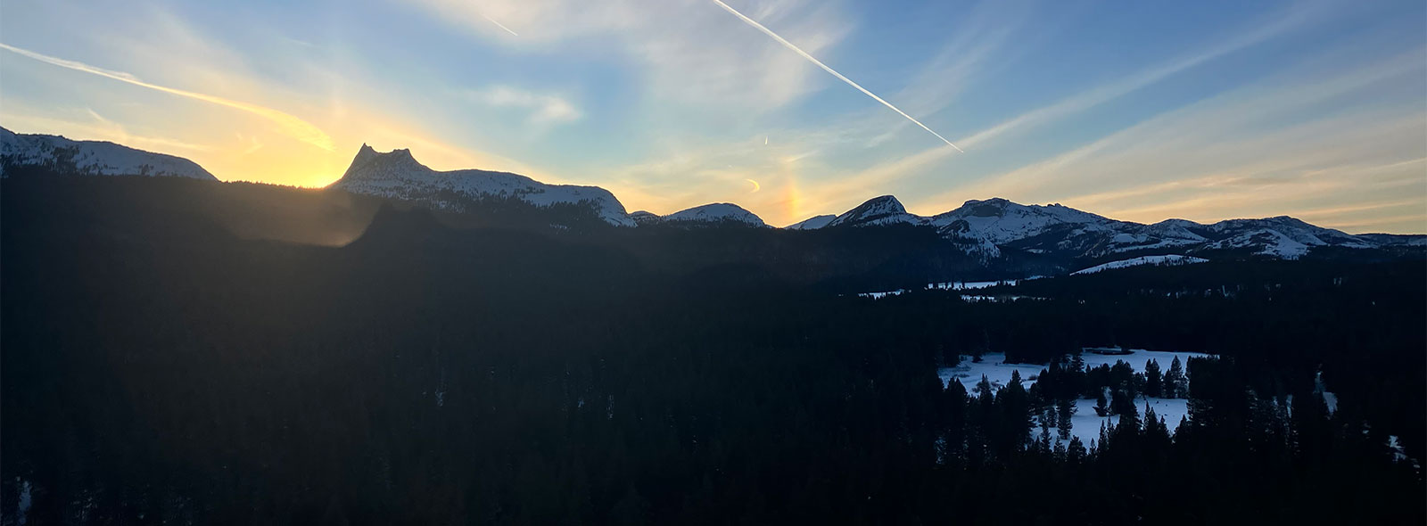 Sunset over Tuolumne  Meadows on December 30, 2024.