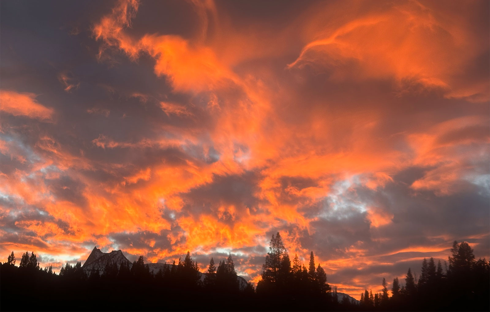 Sunset over Cathedral Peak on January 10, 2025.