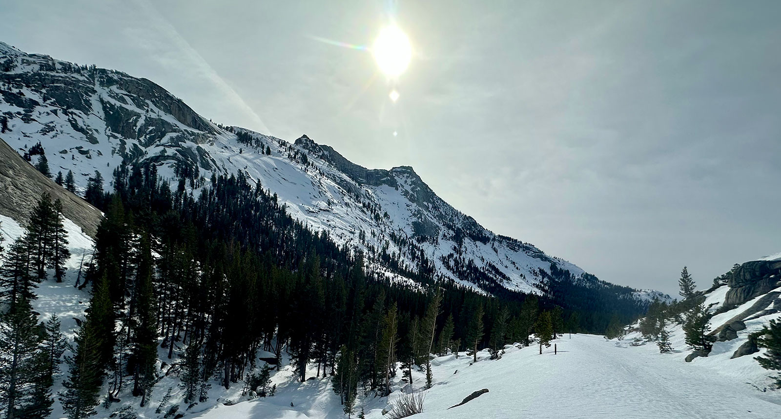 Tenaya Peak and Tioga Road on January 25, 2026.