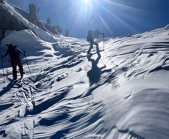 Wind sculpted snow in the higher elevations on February 3, 2026.