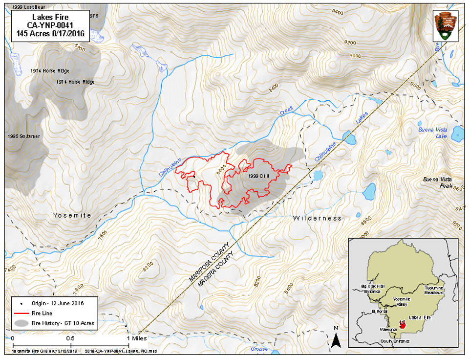 Map of Lakes Fire - 8.21.16
