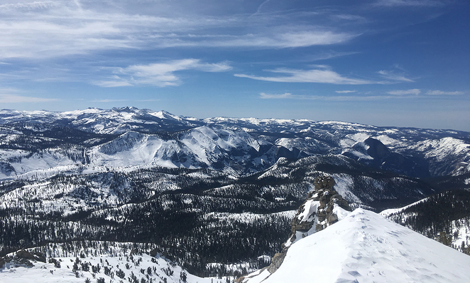 Snow covered peaks, a view from Mt. Hoffman looking southeast on March 30, 2018. 