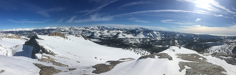 Panoramic view looking toward Yosemite Valley on January 25, 2020.