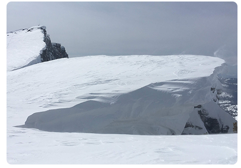 Cornice along the ridge of Mt. Hoffmann on March 25, 2019.