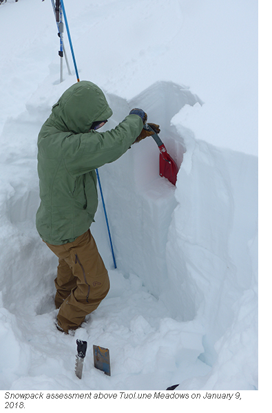 Snowpack assessment in fresh deep snow on January 9, 2018.