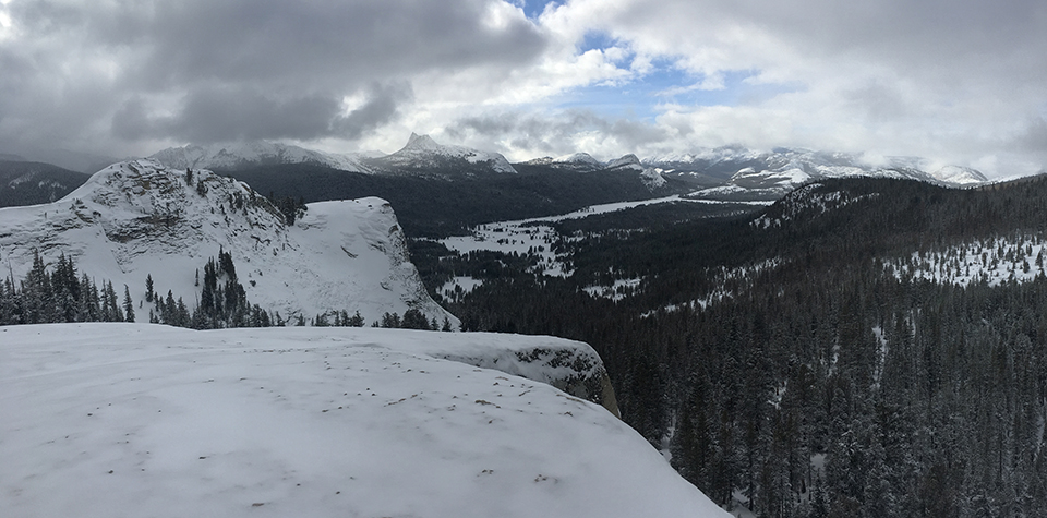 View of Tuolumne Meadows from Dog Dome on December 28, 2020