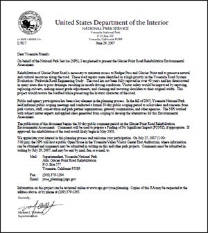 Front page of Glacier Point Road Rehabilitation EA