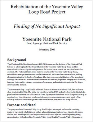 Introduction to Valley Loop Road Rehabilitation Finding of No Significant Impact