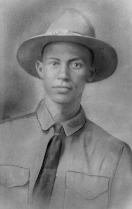 Black and white portrait of Private George Metcalf