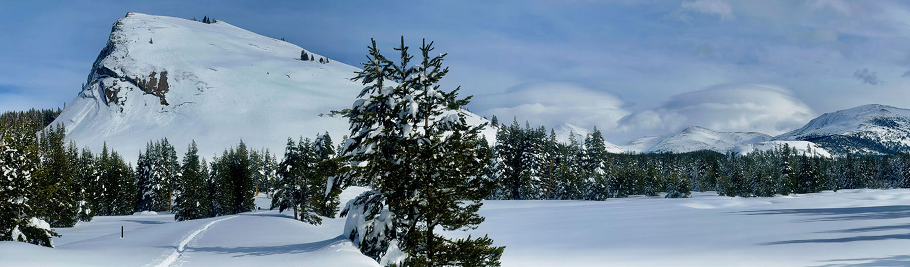 Lembert Dome and lenticular clouds over the Sierra Crest on January 7, 2023.