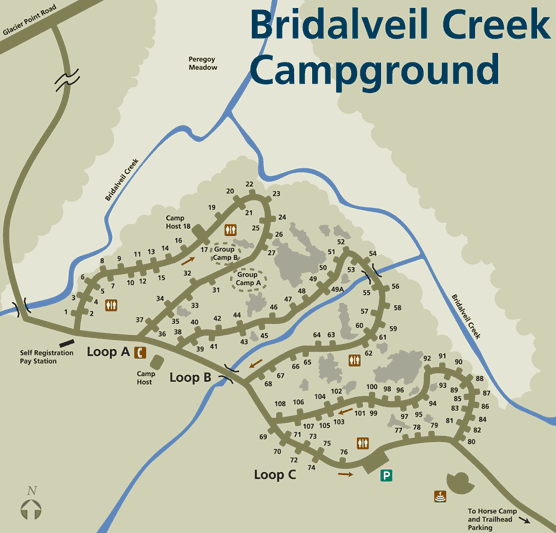 Map of Bridalveil Creek Campground
