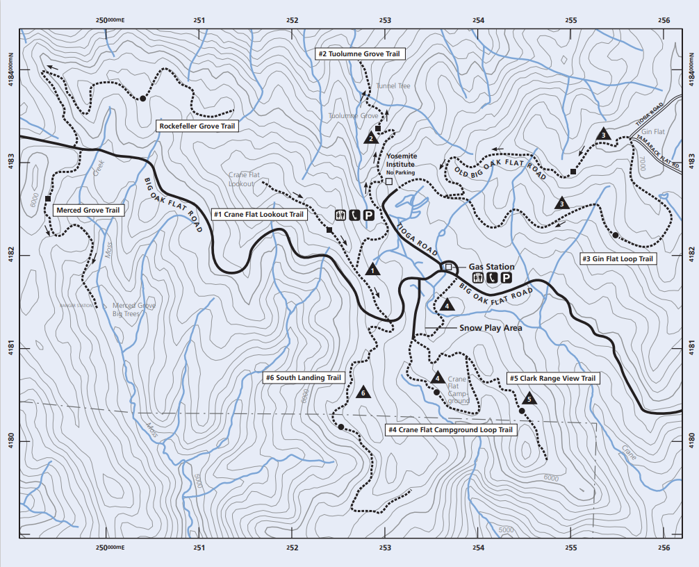 Map of Crane Flat Ski Route-2021