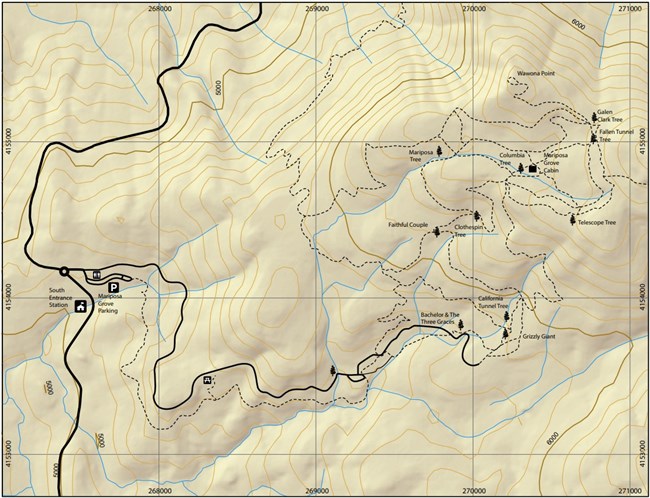 map of mariposa grove ski routes