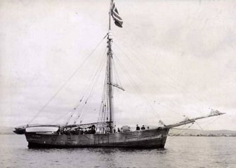 Historic image of Amundsen's ship, the Gjoa at Nome.