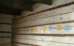 Flowers on the wall; painted decoration inside Slaven's Roadhouse.
