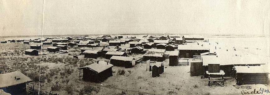 Panorama of Circle City in winter, 1900.