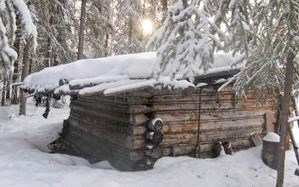 The Washington Creek Cabin in winter