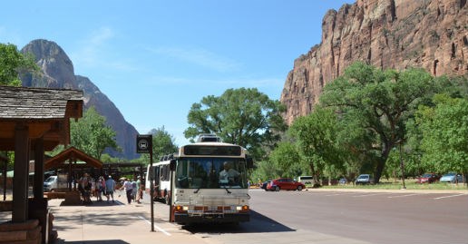 Shuttle bus in Zion Canyon