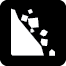 A symbol depicting rocks and boulders falling down a slope.